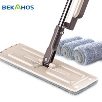 Hand free flat mop 360 swivel easy twist magic microfiber floor cleaning flat mop